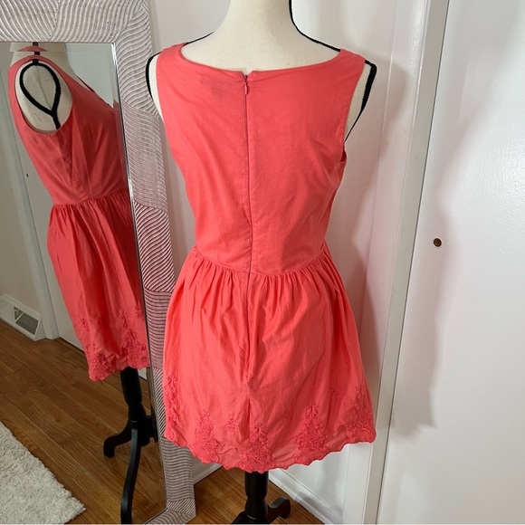 Old Navy Coral Embroidered Dress, 100% Cotton Fit & Flare - Picture 3 of 9